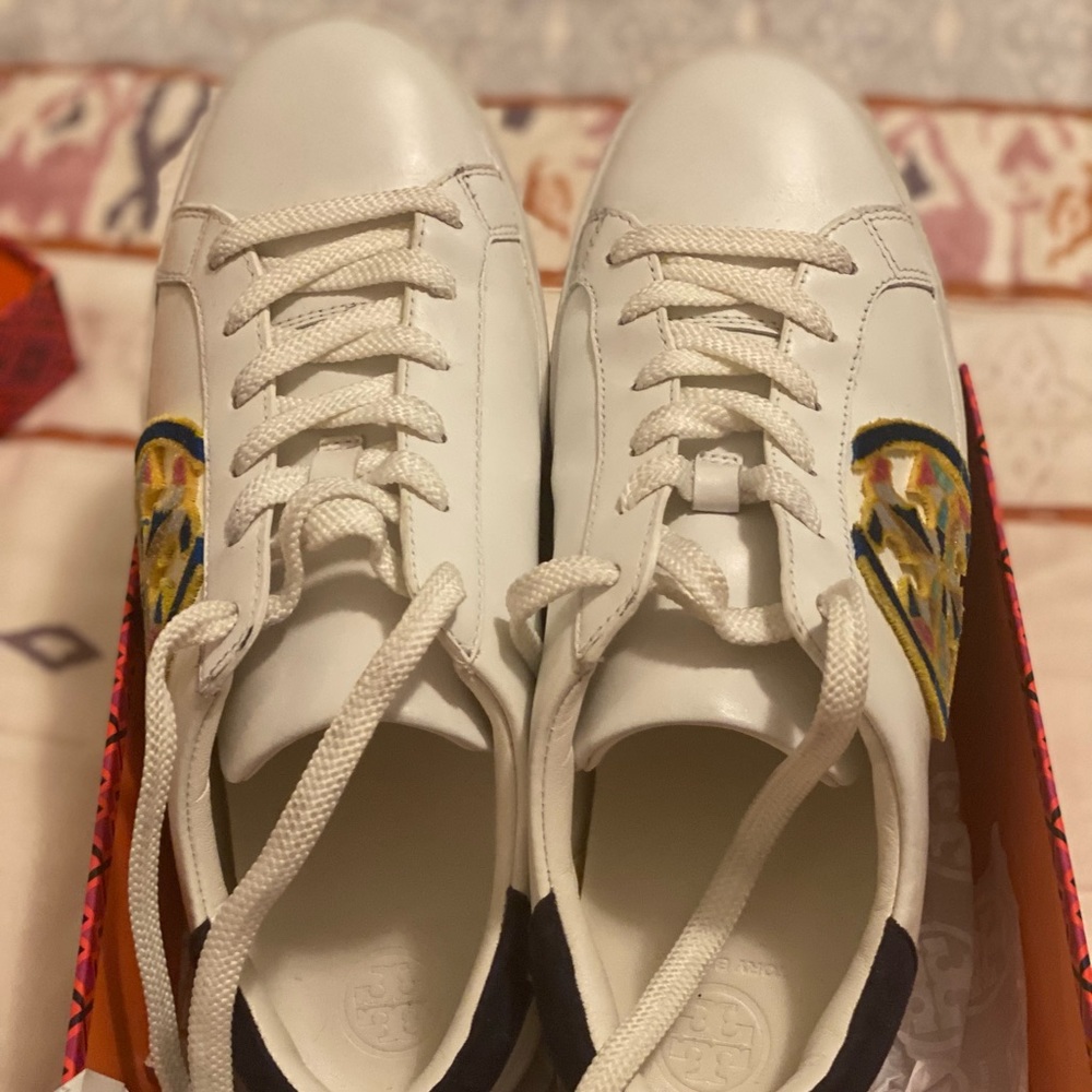 Tory Burch white leather logo  sneakers